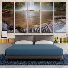 Load image into Gallery viewer, rainforest waterfall canvas wall art arizona brown canyon waterfall 5 piece canvas white mooney falls canvas print For Bedroom
