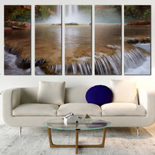 Load image into Gallery viewer, rainforest waterfall canvas wall art arizona brown canyon waterfall 5 piece canvas white mooney falls canvas print For Living room
