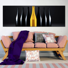 Load image into Gallery viewer, red  blue  yellow  champagne  bottles  Dark  background  large  canvas  wall  art In Living Room
