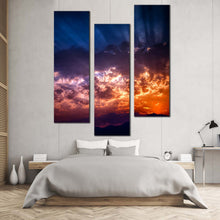 Load image into Gallery viewer, red  clouds  overcast  sky  triptych  canvas  print For Bedroom
