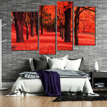 Load image into Gallery viewer, red forest 4 piece canvas artwork
