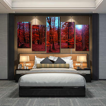 Load image into Gallery viewer, red forest blue Sky 5 piece canvas artwork For Bedroom
