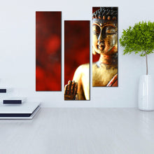 Load image into Gallery viewer, red  gold  buddha  Triptych  wall  art 
