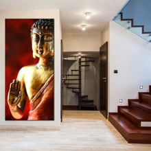 Load image into Gallery viewer, red  gold  buddha  wall  art
