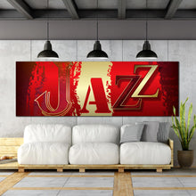 Load image into Gallery viewer, red  gold  word  Jazz  panoramic  canvas  print For Living Room
