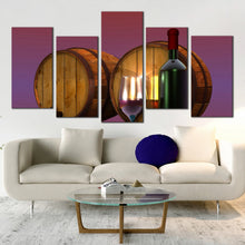 Load image into Gallery viewer, red wine glass barrel canvas multipanel wall art For Your Living Room
