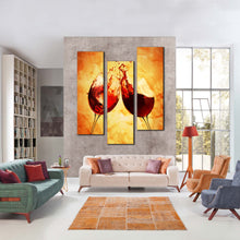 Load image into Gallery viewer, red  wine  glasses  cheers  up  close  up  3  piece  wall  art For Living Room
