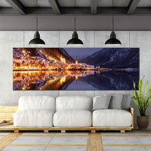 Load image into Gallery viewer, reflections  of  Hallstatt  Village  Lights  at  night  large  canvas  prints For Living Room
