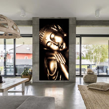 Load image into Gallery viewer, relaxed  golden  Buddha  at  Dawn  panoramic  wall  art In Living Room
