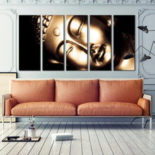 Load image into Gallery viewer, relaxed golden Buddha sunset 5 piece wall art In Living Room
