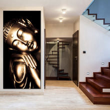 Load image into Gallery viewer, relaxed  golden  buddha  black  background  1  piece  canvas  wall  art
