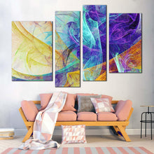 Load image into Gallery viewer, rendering abstract canvas print 3d modern abstract 4 piece canvas wall art colorful abstract fractal multiple canvas for your living room 
