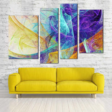 Load image into Gallery viewer, rendering abstract canvas print 3d modern abstract 4 piece canvas wall art colorful abstract fractal multiple canvas in living room

