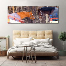 Load image into Gallery viewer, romantic  horse  canvas  wall  art  brown  and  white  horses  1  piece  canvas  print  pair  of  horses  canvas  artwork For Bedroom
