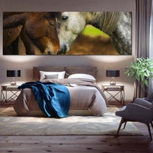 Load image into Gallery viewer, romantic  horses  canvas  wall  art  brown  white  horses  1  piece  canvas  print  horse  couple  canvas  artwork For Bedroom
