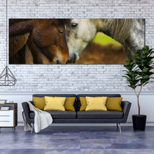 Load image into Gallery viewer, romantic  horses  canvas  wall  art  brown  white  horses  1  piece  canvas  print  horse  couple  canvas  artwork For Living Room
