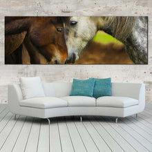 Load image into Gallery viewer, romantic  horses  canvas  wall  art  brown  white  horses  1  piece  canvas  print  horse  couple  canvas  artwork In Living Room
