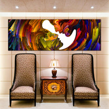 Load image into Gallery viewer, romantic  abstract  kiss  faces  panoramic  wall  art In Living Room
