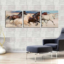 Load image into Gallery viewer, running  horses  canvas  wall  art  heard  of  brown  white  horses  canvas  print  horses  desert  at  sunset  3  piece  canvas  set For Living Room
