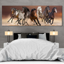 Load image into Gallery viewer, running  horses  canvas  wall  art  herd  of  black  white  horses  canvas  print  brown  horses  desert  panorama  canvas For Bedroom
