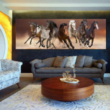 Load image into Gallery viewer, running  horses  canvas  wall  art  herd  of  black  white  horses  canvas  print  brown  horses  desert  panorama  canvas For Living Room

