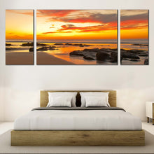 Load image into Gallery viewer, sand  Ocean  rocks  at  Dawn  Triptych  Decor For Bedroom
