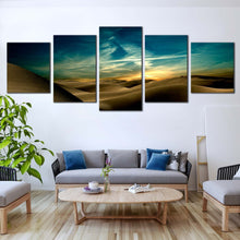 Load image into Gallery viewer, sand dunes desert mountains at night 5 piece canvas prints artwork In Living room
