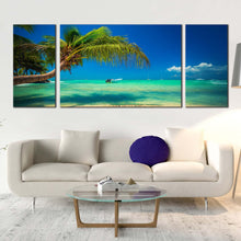 Load image into Gallery viewer, saona island canvas wall art punta cana blue sky ocean 3 piece canvas print dominican republic green ocean beach multiple canvas For Living Room
