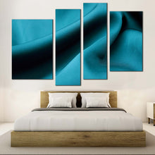 Load image into Gallery viewer, satin cloth canvas print green abstract elegant fabric 4 piece canvas wall art abstract turquoise curve multi canvas artwork for bedroom
