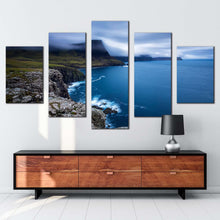 Load image into Gallery viewer, scotland sea canvas wall art duirinish peninsula green ocean landscape 5 piece canvas print uk blue ocean seascape multi canvas artwork
