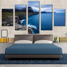 Load image into Gallery viewer, scotland sea canvas wall art duirinish peninsula green ocean landscape 5 piece canvas print uk blue ocean seascape multi canvas artwork For Bedroom
