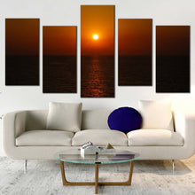 Load image into Gallery viewer, sea sunset canvas print orange sky mediterranean sea canvas print grey ocean 5 piece canvas wall art For Your Living room
