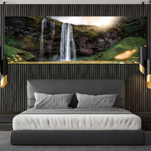 Load image into Gallery viewer, seljalandsfoss  falls  canvas  print  yellow  sunset  iceland  landscape  waterfall  canvas  artwork  beautiful  white  rainforest  waterfall  1  piece  canvas  wall  art For Bedroom
