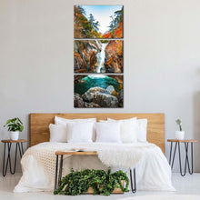 Load image into Gallery viewer, senga  waterfall  canvas  wall  art  japan  colorful  sengataki  fall  3  piece  canvas  print  northern  kofu  arakawa  river  waterfall  canvas  set For Bedroom
