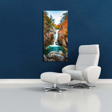 Load image into Gallery viewer, sengataki  fall  canvas  print  northern  kofu  arakawa  river  1  piece  vertical  canvas  wall  art  colorful  senga  waterfall  scenery  canvas  artwork In Living Room
