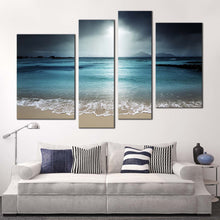 Load image into Gallery viewer, seychelles ocean canvas wall art blue la digue island beach 4 piece canvas set grey ocean sky seascape canvas print for living room
