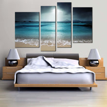 Load image into Gallery viewer, seychelles ocean canvas wall art blue la digue island beach 4 piece canvas set grey ocean sky seascape canvas print for your bedroom
