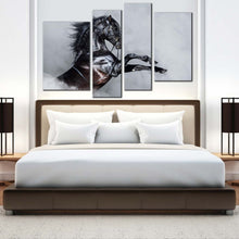 Load image into Gallery viewer, shiny horse canvas print horse white dust canvas set grey horse rearing 4 piece canvas wall art black horse multi canvas for bedroom
