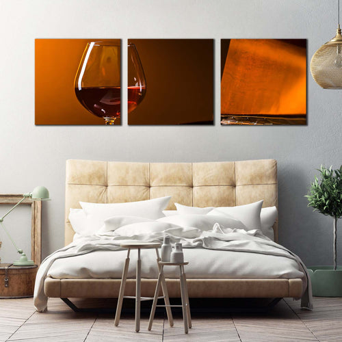 snifter  glass  canvas  print  orange  brandy  drink  glass  3  piece  canvas  wall  art  brown  piano  and  liquor  glass  canvas  print For Bedroom