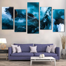 Load image into Gallery viewer, snow water canvas print skaftafell national park aerial view 5 piece canvas wall art abstract blue iceland multi canvas artwork In Living room
