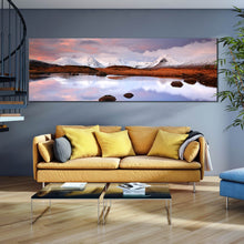 Load image into Gallery viewer, snow  covered  blackmount  mountain  reflecting  on  Lochan  1  piece  canvas For Your Living Room
