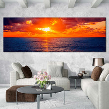 Load image into Gallery viewer, sochi  ocean  canvas  wall  art  dramatic  cloudy  orange  sky  seascape  1  piece  canvas  print  russia  blue  ocean  wide  canvas In Living Room
