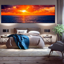 Load image into Gallery viewer, sochi  ocean  canvas  wall  art  dramatic  cloudy  orange  sky  seascape  1  piece  canvas  print  russia  blue  ocean  wide  canvas For Bedroom
