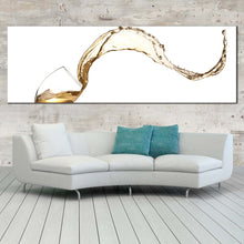 Load image into Gallery viewer, splashing  wine  canvas  wall  art  isolated  white  wine  glass  1  piece  canvas  print  yellow  wine  wave  wide  canvas In Living Room
