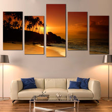 Load image into Gallery viewer, sri lanka ocean palm trees boulders 5 Piece home wall art decor in living room
