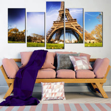 Load image into Gallery viewer, storm lightnings above eiffel tower France 5 piece wall art In Living Room
