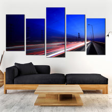 Load image into Gallery viewer, stunning 5 panel abstract cars lights evening wall decor In Your Living Room
