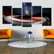 Load image into Gallery viewer, stunning 5 panel milky way star nights cars light trails wall decor In Your Living Room

