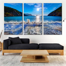 Load image into Gallery viewer, sunset beach in san Juan triptych canvas print For Living Room
