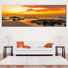 Load image into Gallery viewer, sunset  beach  rocks  wall  art  tropical  print  ocean view In Living Room
